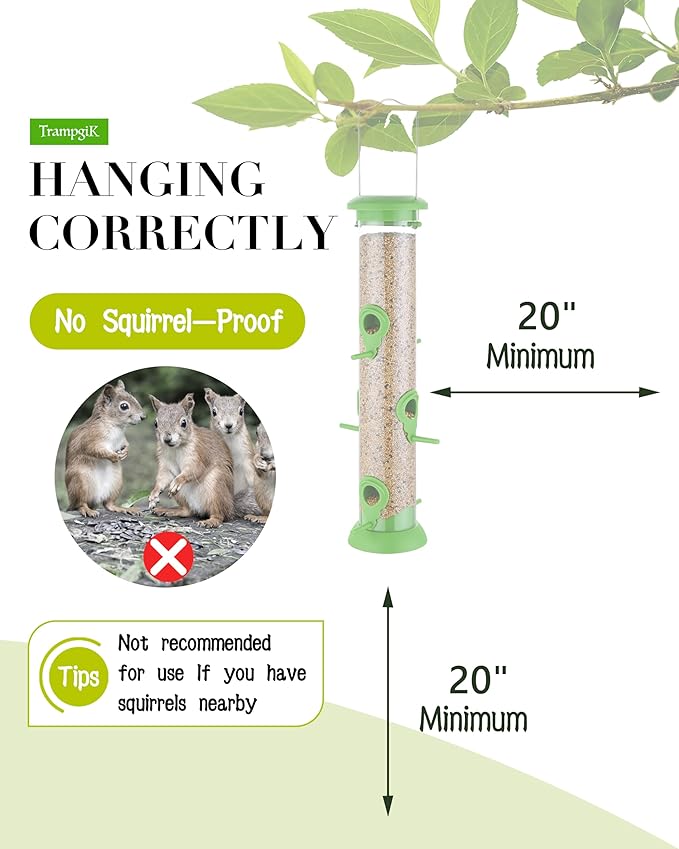 Bird Feeder Premium Hard Plastic for Wild Bird Feeders for Outdoors, Tube Bird Feeders for Outdoors Hanging,14 Inch 6 Port Lawn,Pack of 1-Ruum Studio Home