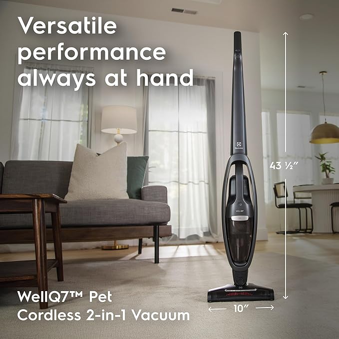 Electrolux WellQ7 Pet Cordless 2-in-1 Vacuum Cleaner with Motorized PetPro+ Nozzle for Easy Pet Hair Removal, 50-Minute Run Time, 2 Power Modes, Shale Gray-Ruum Studio Home