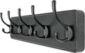Dseap Coat Rack Wall Mount: Modern, Patented, Heavy-Duty, 17.4" Long 5-Double-Hooks Wooden Hanger Hook Rail for Winter Coats Hat Jacket Clothing, Black-Ruum Studio Home