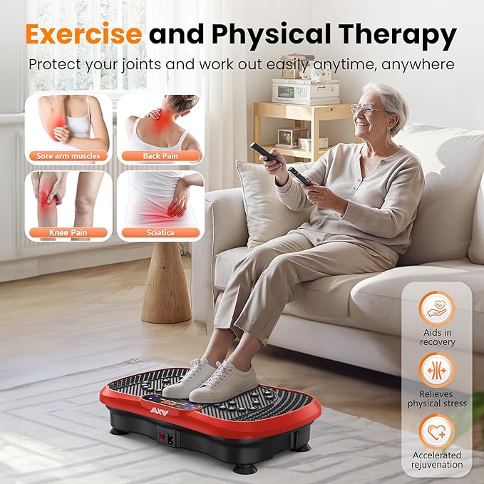 AXV Vibration Plate Fitness Platform Exercise Machine Vibrating Lymphatic Drainage Shaking Full Body Shaker Workout Vibrate Stand Shake Board Sport Gym for Weight Loss Fat Burner for Women Men-Ruum Studio Home