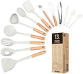 Kitchen Utensils Set, 13PCS Silicone Cooking Utensils, Heat Resistant Kitchen Utensil Spatula Set for Nonstick Cookware, Wooden Handles Kitchen Gadgets Tools Set-Ruum Studio Home