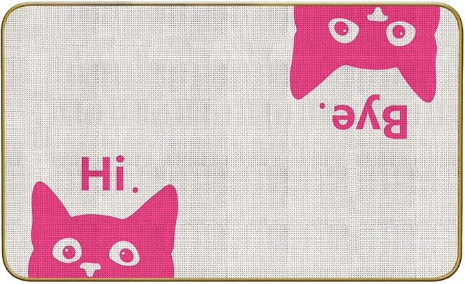 Mingnei Hi Bye Cat Welcome Doormat Door Mat for Home Kitchen Entrance,Cat Door Mat,Funny Black Lover Floor Mats for House Front Indoor Inside Outdoor Outside Entryway Rug 30x17 Welcome Mat (Color-3)-Ruum Studio Home