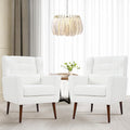 Accent Chair Set of 2, Upholstered Armchair with Pillow, Teddy Single Sofa with Lounge Seat and Wood Legs for Living Room Small Spaces-Ruum Studio Home