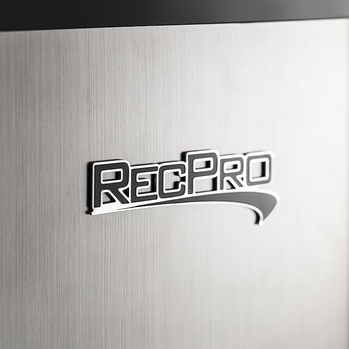 RecPro 3.3 Cu Ft 12V RV Refrigerator | Stainless Steel Frost-Free Fridge with Can Holder | Compact Camper Fridge with Door Storage, 7 Temp Settings | 19”W x 19”D x 32.75”H-Ruum Studio Home