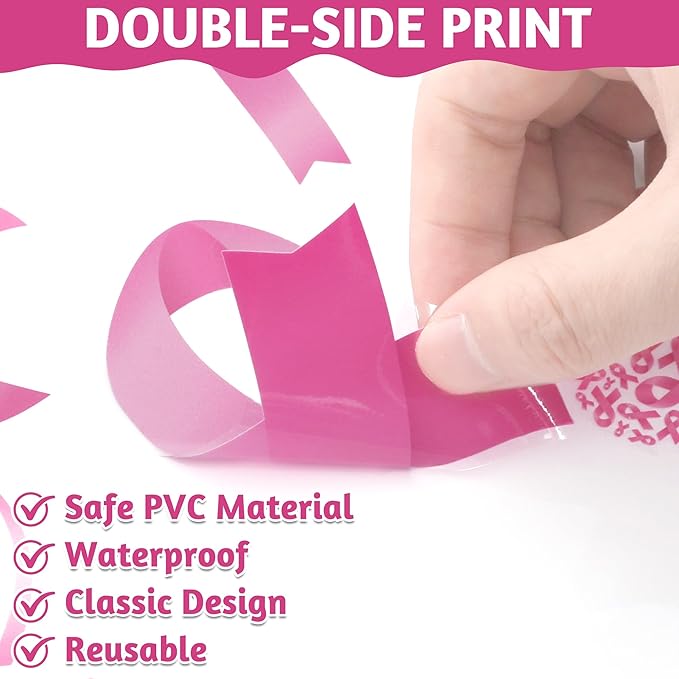 9 Sheets Breast Cancer Awareness Window Clings, 77 Kinds of Pink Window PVC Stickers for Pink Ribbon Decorations, Hope Fight Cancer Theme Windows Decals for Glass Home Decor Supplies-Ruum Studio Home