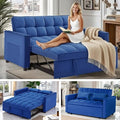 3 in 1 Sleeper Sofa Bed, Futon Sofa Bed for Living Room with Side Pocket, Blue Sleepers Sofas Couch with Pullout Beds, Convertible Love Seat Sleepers couch for Living Room, Bedroom, Small Space-Ruum Studio Home