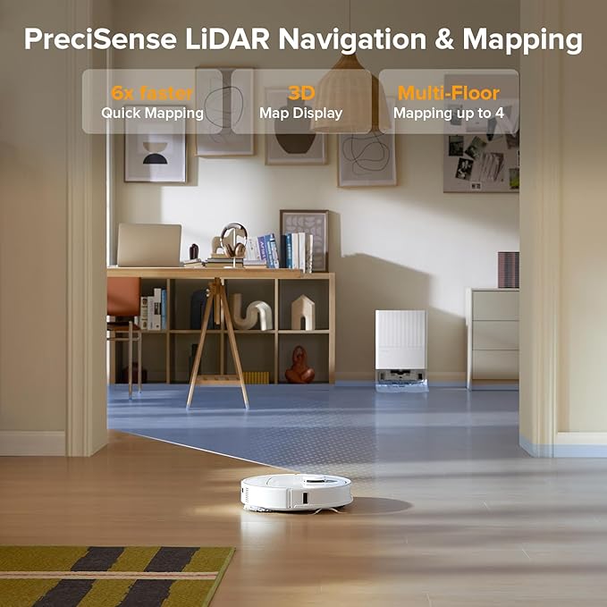 roborock Qrevo Series Robot Vacuum and Mop, 8000Pa Suction, Upgraded from Qrevo S, Anti-Tangle Brush, Smart Obstacle Avoidance, Auto Mop Washing, All-in-One Dock, 200RPM Spinning Mops, White(QV 35A)-Ruum Studio Home