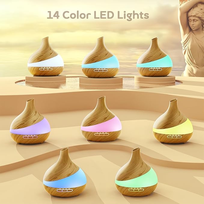 500ML Essential Oil Diffuser: Aroma Diffuser with Remote Control for Hotel Spa Yoga Room - Humidifiers for Bedroom with 14 Colors LED Night Light for Kids/Women Home Relaxation-Ruum Studio Home