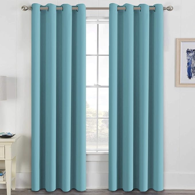 H.VERSAILTEX Blackout Curtains for Bedroom Living Room Thermal Insulated Drapes Innovated Microfiber Window Panels Drapes, Grommet Top, 52 by 96 - Inch -Set of 2 - Aqua-Ruum Studio Home