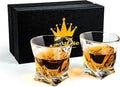 Crystal Whiskey Glasses Set of 2 (11 Oz), Old Fashioned Glass Packaged in Sturdy Gift Box, Unique Gifts for Men, Twisted Style Bourbon Glass Cocktail Glasses, Dad Gifts for Birthday-Ruum Studio Home