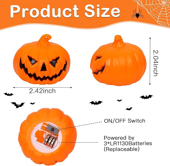 6 Pack Halloween Pumpkin Flameless Candles Battery Operated LED Tealight Candles for Home Room Decorations, Light Up Halloween Decorations Indoor for Table Party Office Fireplace-Ruum Studio Home