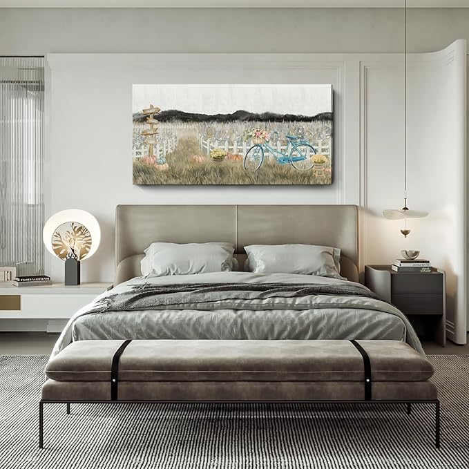 Oversized Wall Art for Living Room, Extra Large Wall Decor, Modern Vintage Farmhouse Boho Landscape Artwork Neutral Rustic Countryside Nature Floral Canvas Wall Picture for Office Bedroom Dining room-Ruum Studio Home