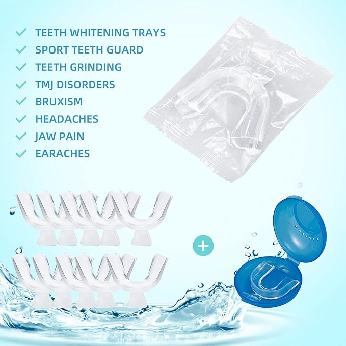 Thermoplastic Teeth Whitening Mouth Trays Tooth Mouth Guard Whitening Teeth Trays with Case Mold Dental Oral Care Kit for Sports, Guard Teeth Grinding at Night for Sleep Well-Ruum Studio Home