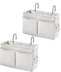 Bedside Caddy Organizer & Bedside Storage Basket Multi-Function Organizer for Bunk, Hospital Beds, Dorm Bed Rails,| Holds Magazines, Books, Glasses, Phone | Space-Saving (White 2 Pack)-Ruum Studio Home