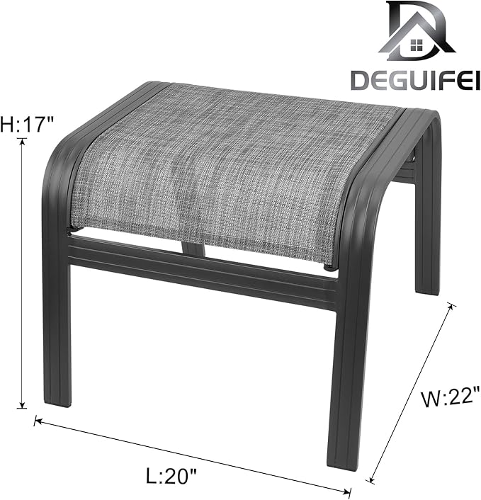 Patio Outdoor Ottoman Footstools Assembled Aluminum Footrest Side Table Small Chairs Patio Ottoman 2 Set Grey-Ruum Studio Home
