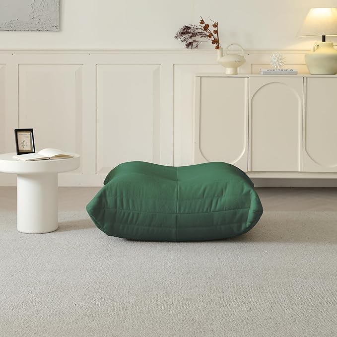 Luxury Ottomans, Modern Square Foot Rest for Sofa Couch Chair, Lazy Floor Seating, Fireside Bean Bag Chair, Tatami Sofa Lounger for Living Room, Bedroom, Office, Green-Ruum Studio Home