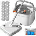 KZKR Spin Mop and Bucket Set with Self Separation Dirty and Clean Water System, Self Wringing 360° Rotating Square Mop Head for Home Floors Cleaning (1.0 Mop and Bucket Set (14 Pads))-Ruum Studio Home