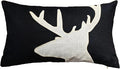 Lumbar Pillow Covers 12x20 Inches Black Decorative Cotton Linen Deer HeadThrow Lumbar Waist Embroidered Cushions Covers for Couch Sofa Bedroom-Ruum Studio Home