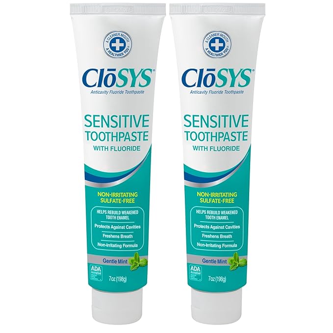 CloSYS Fluoride Toothpaste, 7 Ounce (Pack of 2) Gentle Mint, Whitening, Enamel Protection, Sulfate Free-Ruum Studio Home