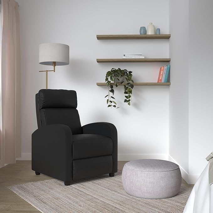 BestMassage | Recliner Chair | with 2 Point Massage Function | Black | with Lumbar Support, Adjustable Push Back, Wide Armrests, Footrest & Padded Seat | Easy Assembly | for Living Room, Home Theatre-Ruum Studio Home