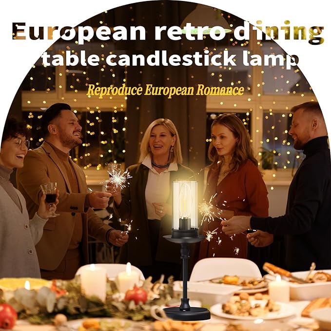 Vintage Cordless LED Candle Table Lamp Rechargeable Battery Powered Lamp, Touch Control, Metal Finish, Suitable for Bedroom, Dining Room, Wedding, Thanksgiving, Christmas, Wedding, Party, Birthday-Ruum Studio Home