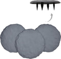 Ei Circular 15.5” Stepping Stones with Ground Stakes - Home or Garden Step Stones for Outdoor Walkway or Pathway Pavers - Resin Material (8, Light Grey Stone)-Ruum Studio Home