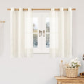 LAMIT Cream Linen Sheer Curtains 54 Inch Length 2 Panels Set, Short Linen Textured Light Filtering Panels Bronze Grommet Neutral Drapes for Small Windows/Bedroom/Kitchen, 34 x 54 Inch-Ruum Studio Home