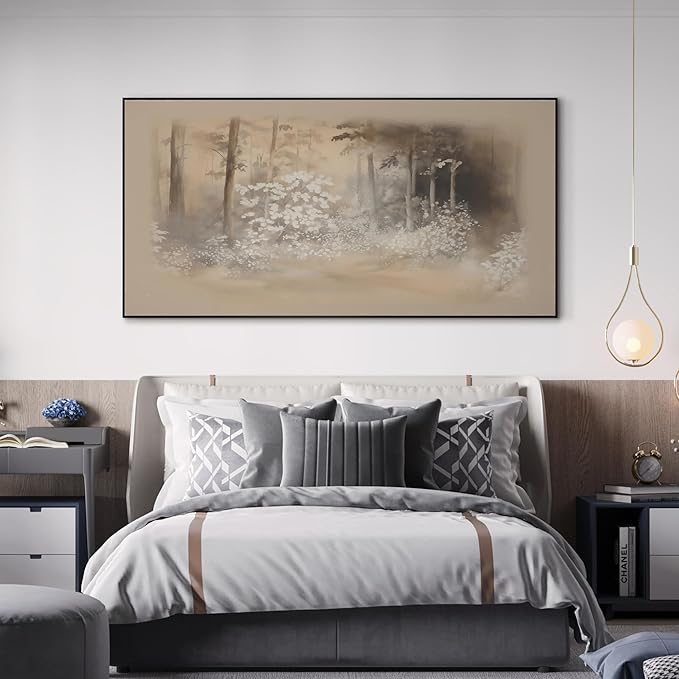 SIGNWIN 24"x46" Extra Large Framed Wall Art Misty Forest in Sepia Tones, Watercolor Woodland Landscape for Home Living Room Bedroom Decor (Frame Assembly Required)-Ruum Studio Home
