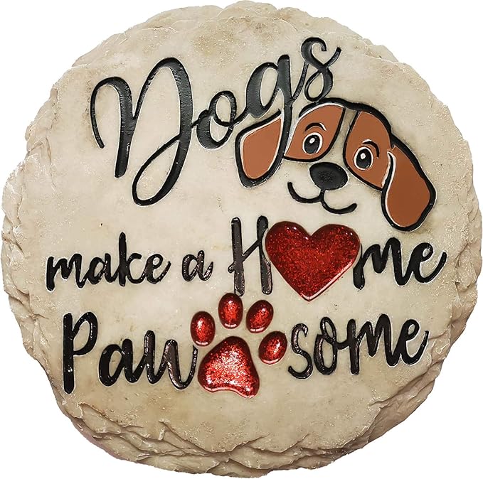 Spoontiques - Garden Décor - Dogs Make a Home Pawsome Stepping Stone - Decorative Stone for Garden-Ruum Studio Home