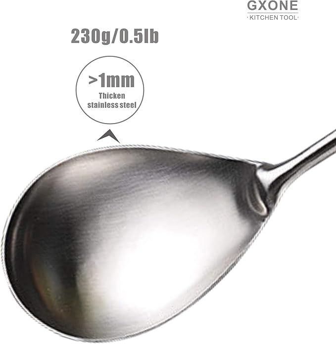 Large Serving Spoons,304 Stainless Steel Cooking Spoon with Heat Resistant Wooden Handle,Silver/12.4Inch-Ruum Studio Home