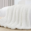 Carriediosa Chunky Knit Throw Blanket 60" X 80" Twin, 100% Hand Made Large Chenille Loop Yarn Soft Fluffy Throws for Couch Sofa Bed, Big Crochet Cozy Heavy Thick Cable Woven Blankets, Snow White-Ruum Studio Home