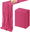 Hot Pink 12 Pack Cheesecloth Table Runner 10FT Boho Fabric Rustic Cheese Cloth Table Runner for Wedding 20 x 120 Inch Long Bridal Shower Baby Shower Gauze Sheer Birthday Party Table Decorations-Ruum Studio Home
