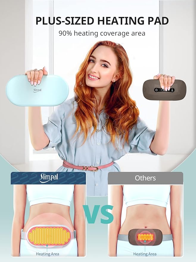 Slimpal Heating Pad for Period Cramps, Plus-Sized Portable Electric Heating Pad, Menstrual Cordless Heat Belt Back, Belly, Waist Pain Relief, Long-Lasting Battery, Gift for Her Girl Women, Light Blue-Ruum Studio Home