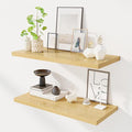 32" Floating Shelves for Wall, 12" Deep Slim Oak Floating Shelves, Wall-Mounted Shelves for Bedroom, Living Room, Kitchen, Bathroom - Set of 2-Ruum Studio Home