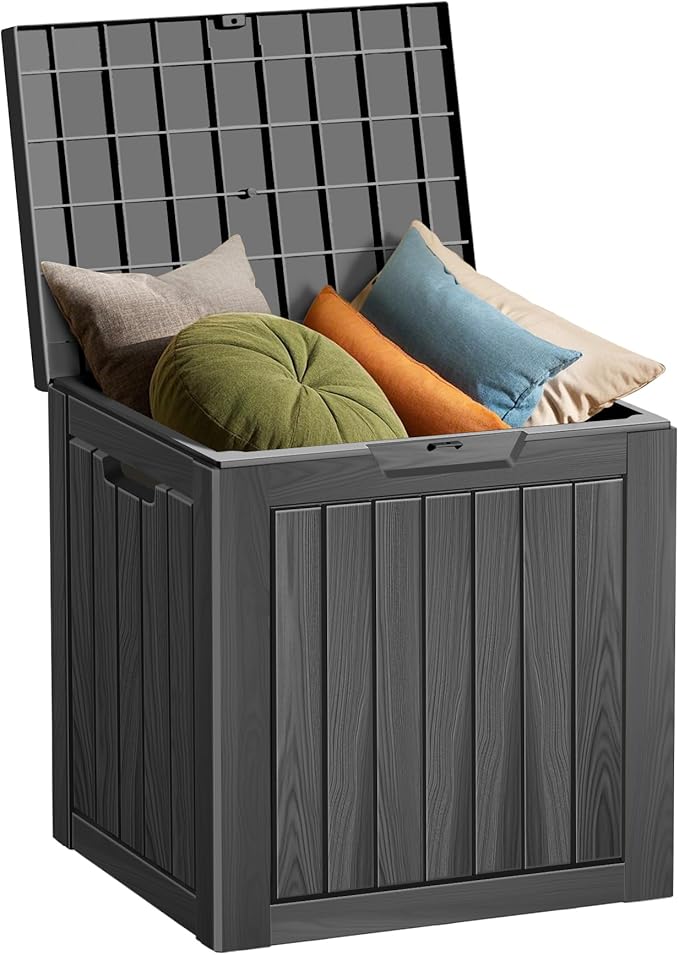 35 Gallon Outdoor Storage Box Waterproof Lockable Resin Deck Box Large, Patio Storage Bin for Pool Accessories Cushion Furniture, Garden Tools, UV-Resistant Outside Delivery Black-Ruum Studio Home