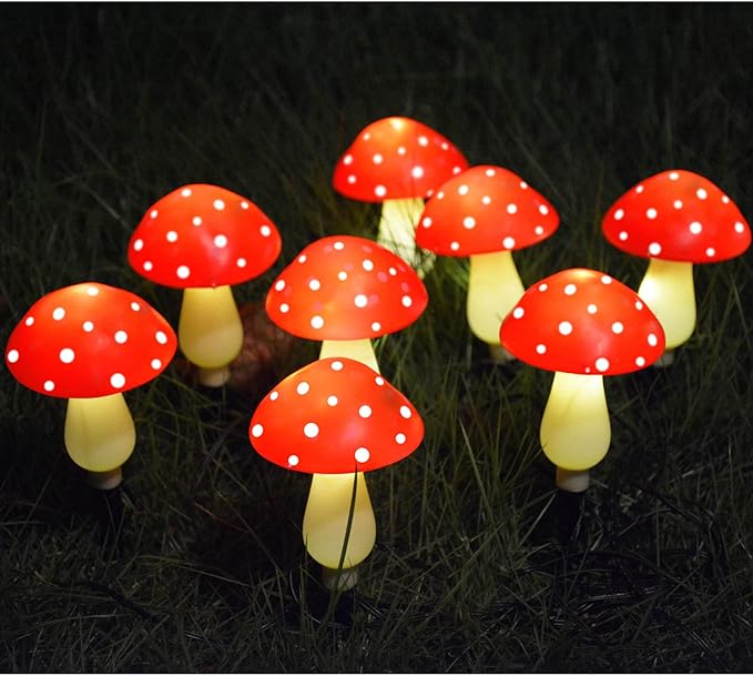 8-Pack Red Solar Mushroom Lamp, 8 Modes, Outdoor Waterproof, for Garden Decor, Christmas, Halloween, Yard, Lawn-Ruum Studio Home