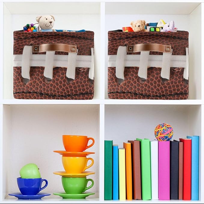 Storage Basket Bin American Football Cool Organizer Basket Collapsible Shelf Basket Cube with handle for Nursery Bedroom Bathroom, one sizex1-Ruum Studio Home