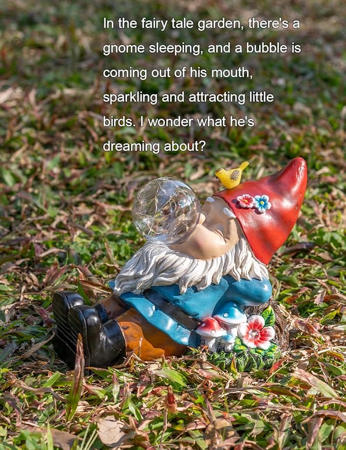 TIJNN Garden gnome Statue with Solar Lights. Funny Garden gnome Decorations for Your Yard, Outdoor Patio, Lawn, Gardens, Balcony or Home. Great Gift idea for Women and mums for Mother's Day.-Ruum Studio Home