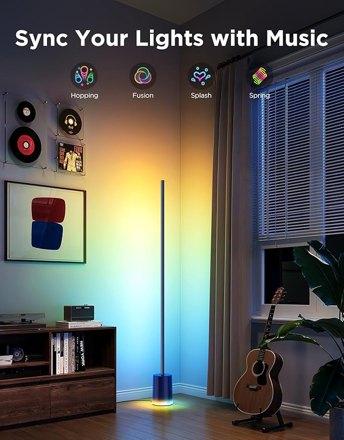 Govee Floor Lamp 2 with Matter, RGBIC, Warm Cool White LED, Alexa Compatible, 1725lm, Music Sync, Scene Modes, Smart Floor Lamp for Living Room, Bedroom, Blue(1 Pack)-Ruum Studio Home
