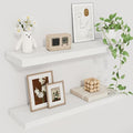 Fun Memories Floating Shelves for Wall, 22.5" Rustic Wood Deep Wall Mounted Shelves with Invisible Brackets for Decor & Storage, Floating Shelf for Living Room, Bathroom (White, Set of 2)-Ruum Studio Home
