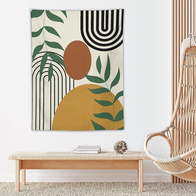 ICMOLYYENLO Boho Plant Aesthetic Tapestry, Abstract Medieval Arch Sun Home Aesthetic Wall Hanging For Bedroom Living Room Dormitory Tapestry 60x60 Inches-Ruum Studio Home