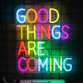 Good Things Are Coming Neon Sign Colorful Letters Neon Lights Signs Motivational Decor Inspirational Quotes LED Neon Signs for Wall Bedroom Bar Office Man Cave Dorm Decor Birthday Gifts-Ruum Studio Home