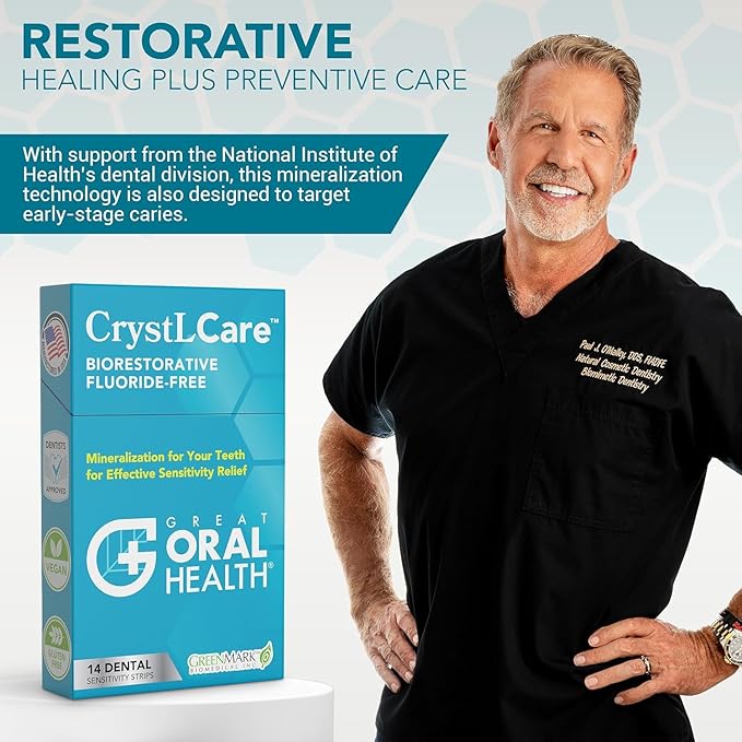 CrystLCare Tooth Sensitivity Treatment for Rapid and Long Lasting Relief for Adults & Kids – Sensitive Teeth Dental Strips for Hydroxyapatite Enamel Remineralization & Tooth Enamel Repair (14 Count)-Ruum Studio Home
