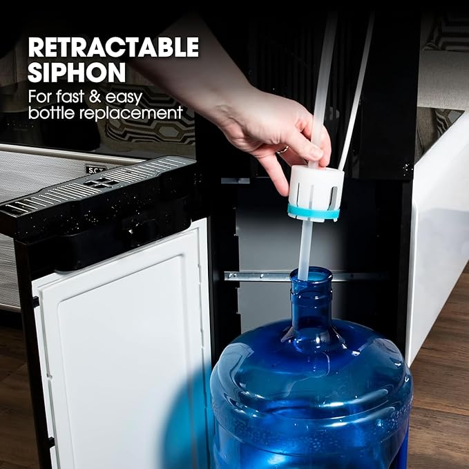 2 in 1 Bottom Load Water Cooler Dispenser with Ice Maker for 3 Gallon Bottle 17lbs Daily Capacity (NO HOT Water) Black-Ruum Studio Home