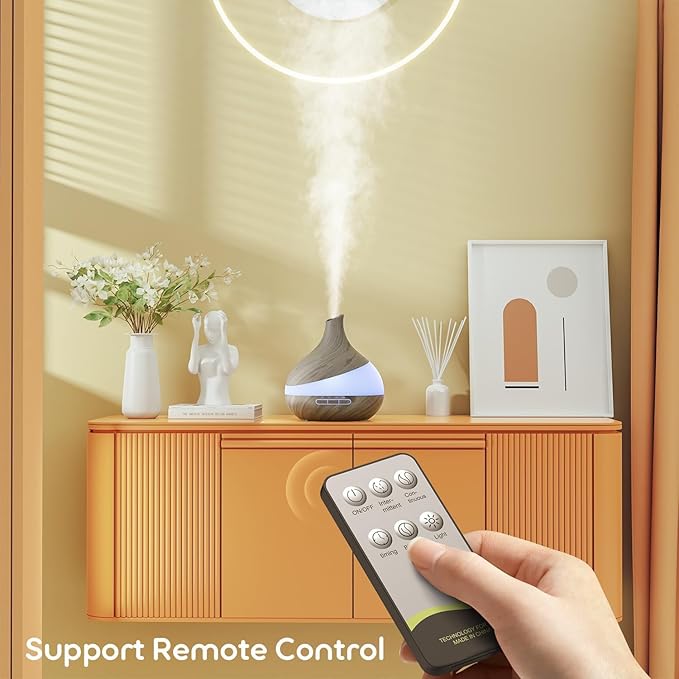500ML Essential Oil Diffuser: Aroma Diffuser with Remote Control for Hotel Spa Yoga Room - Humidifiers for Bedroom with 14 Colors LED Night Light for Kids/Women Home Relaxation-Ruum Studio Home