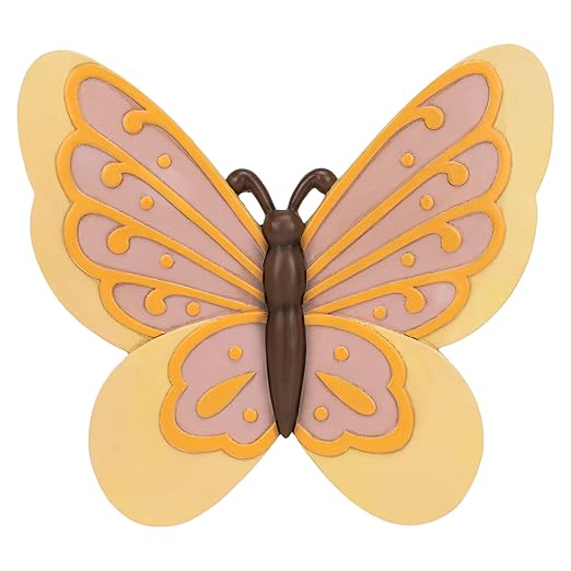 NAT & Jules Animal Character Shaped Dimensional Indoor Outdoor 11 inch Cast Resin Decorative Garden Stepping Stone, Patio, Walkway Sculpture Yard Art, Yellow Butterfly-Ruum Studio Home
