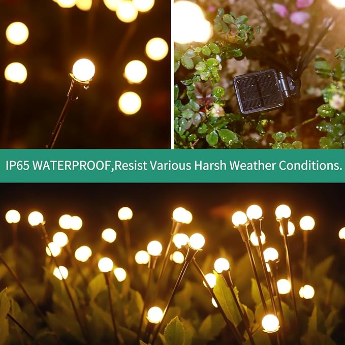 Solar Lights Outdoor Waterproof, 2 Packs 16LED, Solar Garden, Patio, Garden Decor, Patio Decor, Firefly Outdoor, Unique Gifts for Women, Gifts for Grandma-Ruum Studio Home