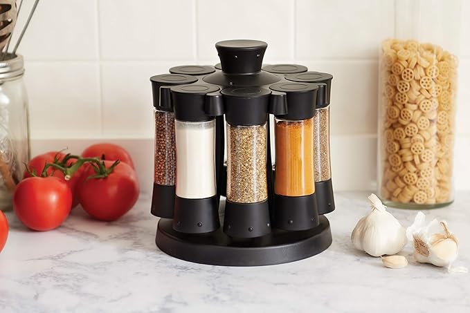 Kitchen Art Elite Auto-Measure Spice Professional 8 Compartments Black 7.45 x 7.45 x 8.25 inches-Ruum Studio Home