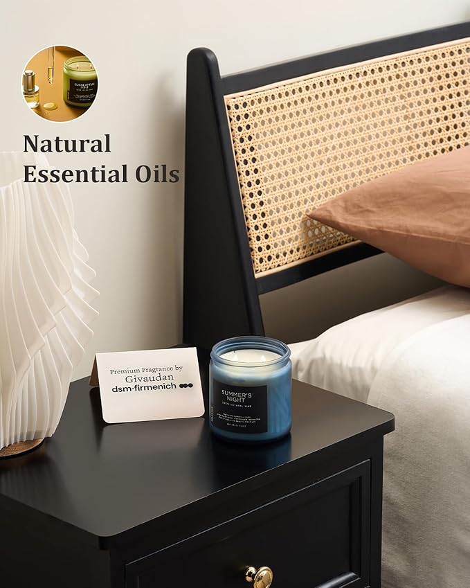 M&SENSE Summer's Night Scented Candle, 11.6oz Natural Soy Wax Clean Non Toxic for Home, Medium 2 Wick Gifts for Men, Up to 70 Hours Burn time, Manly Candles for Bedroom-Ruum Studio Home