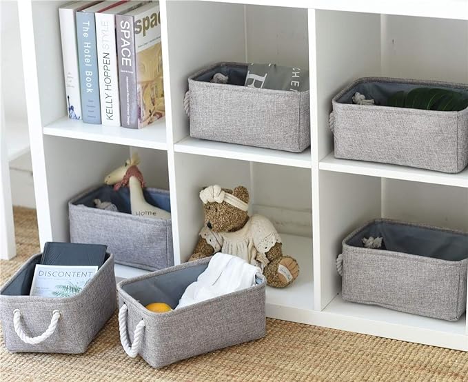 TheWarmHome Storage Bins for Shelves - 11.8x7.9x5.2 inch Grey Small Storage Baskets for Organizing, Fabric Storage Cubes Closet Organizer for Home Nursery Gift Decorative (Gray)-Ruum Studio Home
